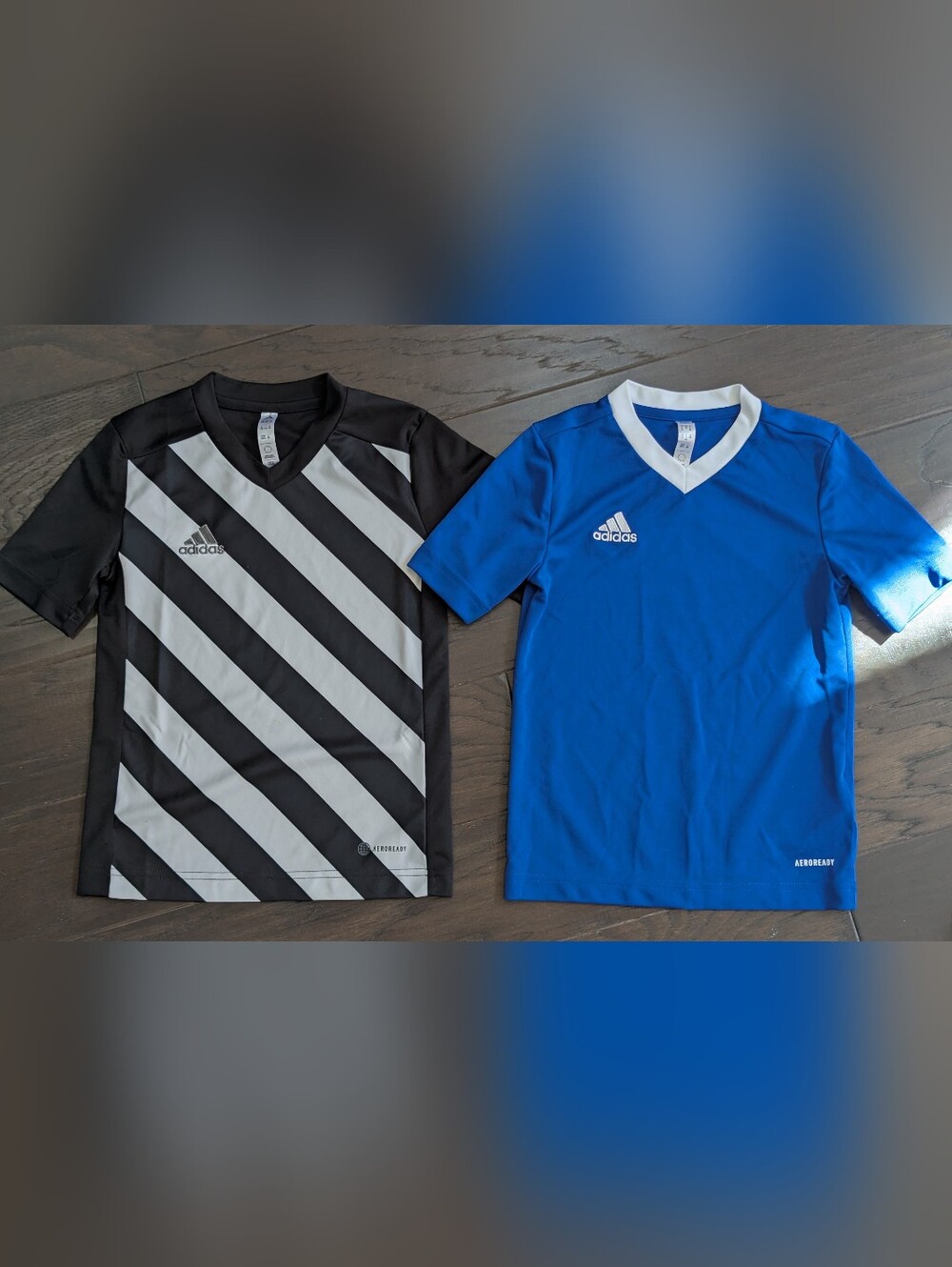 adidas Boys XS Blue & Black And White Soccer Jerseys